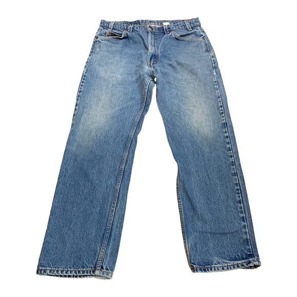 Levi’s Vintage Orange Tab 505 Medium Wash Denim Jeans Relaxed Straight Leg - Picture 2 of 7